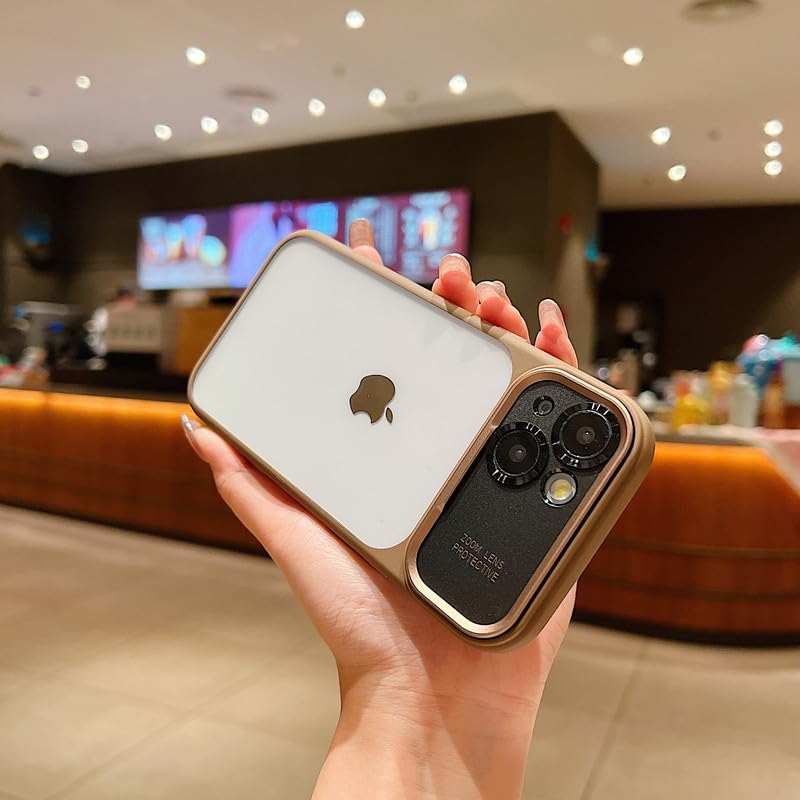 Image of LuxuryKase Shockproof Clear Case for iPhone 14 | Camera Lens Protection | Slim Transparent Soft TPU Bumper | Anti-Yellow | Flexible Scratch Resistant Protective Cover - Desert Gold