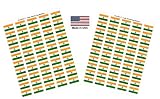 100 India Flag Stickers, 1.5x1 Inch, Made in USA, Self Adhesive Sheets