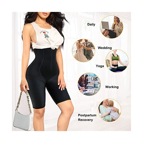 Eleady-Womens-Waist-Trainer-Shapewear-Hi-Waist-Butt-Lifter-Tummy-Control-Panties-Thigh-Slimmer-Body-Shaper-with-Zipper Eleady Women's Waist Trainer Shapewear High Waist Butt Lifter Tummy Control Panties Thigh Slimmer Body Shaper with Zipper (Black, Large)