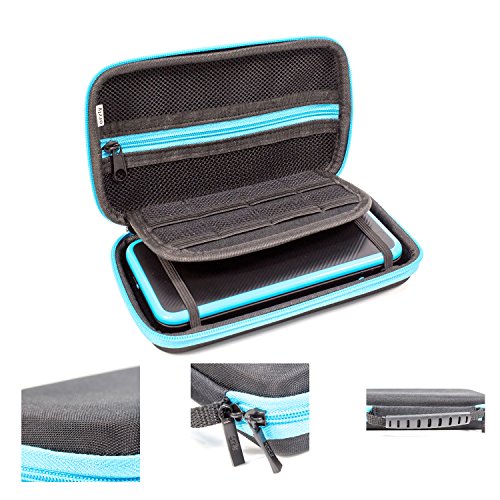 2Ds Xl Case, Orzly Carry Case For New Nintendo 2Ds Xl - Protective Hard Shell Portable Travel Case Pouch For New 2Ds Xl Console With Slots For Games & Zip Pocket - Blue On Black #TOP3