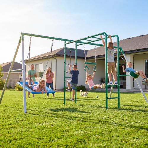 Hapfan Swing Sets for Backyard with Monkey Bars,5 in...