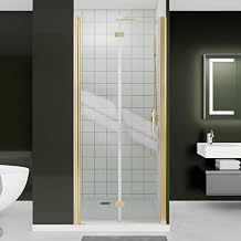 Frameless Bifold Glass Shower Door 32-34" W x 72" H, 1/4" Clear SGCC Tempered Glass, Folding Pivot Swing Design, Space Saving Shower Glass Door for Small Bathrooms