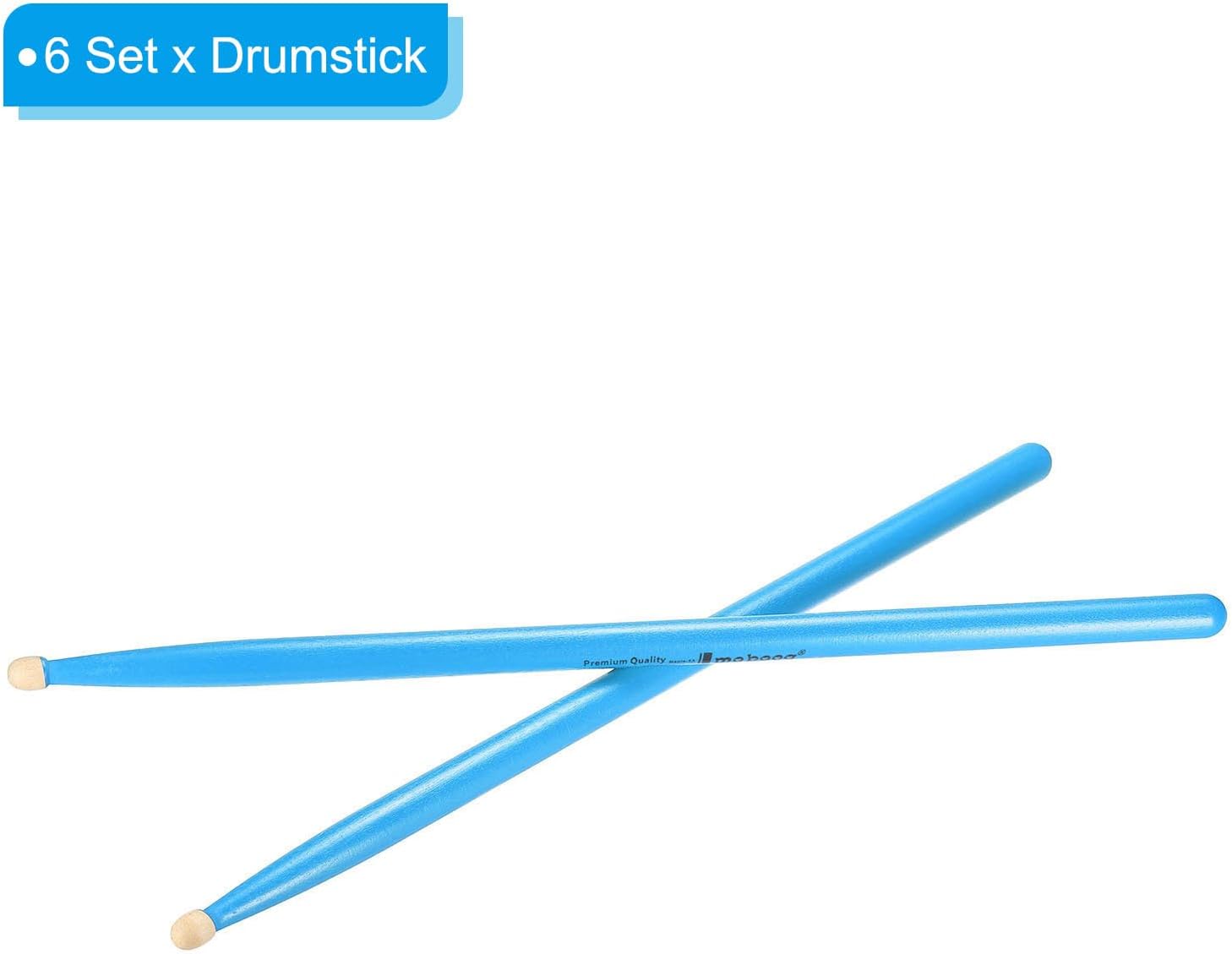 PATIKIL 6 Pairs Maple Wood Drumstick Anti Slip Drum Stick 5A Blue for Drumming Musical Instrument Percussion