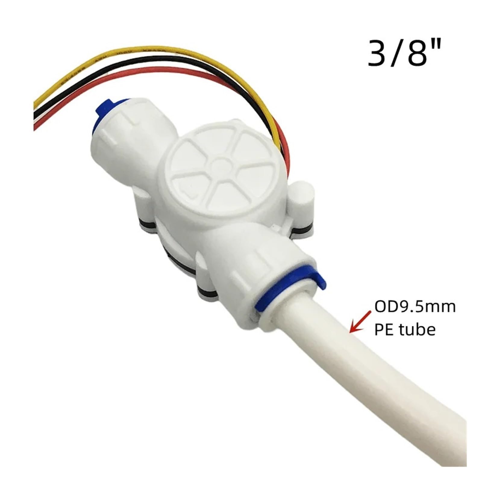 Alta Sensibilidad Medidor de Sensor de Flujo de Agua con pantalla LCD Digital, medidor de flujo, totalímetro con contador de flujo de turbina de 3/8 "/1/4" Medidas precisas(1-4 quick fit)