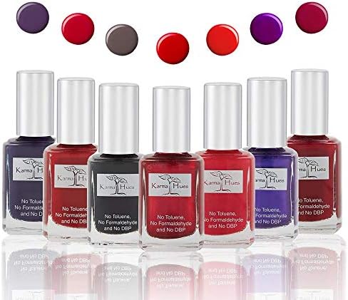 Karma Organic Beautiful Natural Nail Polish Set- Non-Toxic Nail Art, Vegan and Cruelty-Free Nail Paint (Pack of 7)