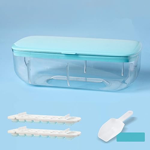 Miniatura 7 de Bandeja de cubitos de hielo con tapa y contenedor de almacenamiento para congelador, moldes de cubitos de hielo de silicona con contenedor de hielo,