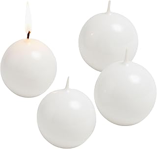 Biedermann & Sons 8-Hour Long Burning Unscented Round Ball Candles, Ivory, 2.5 Inch - Set of 4