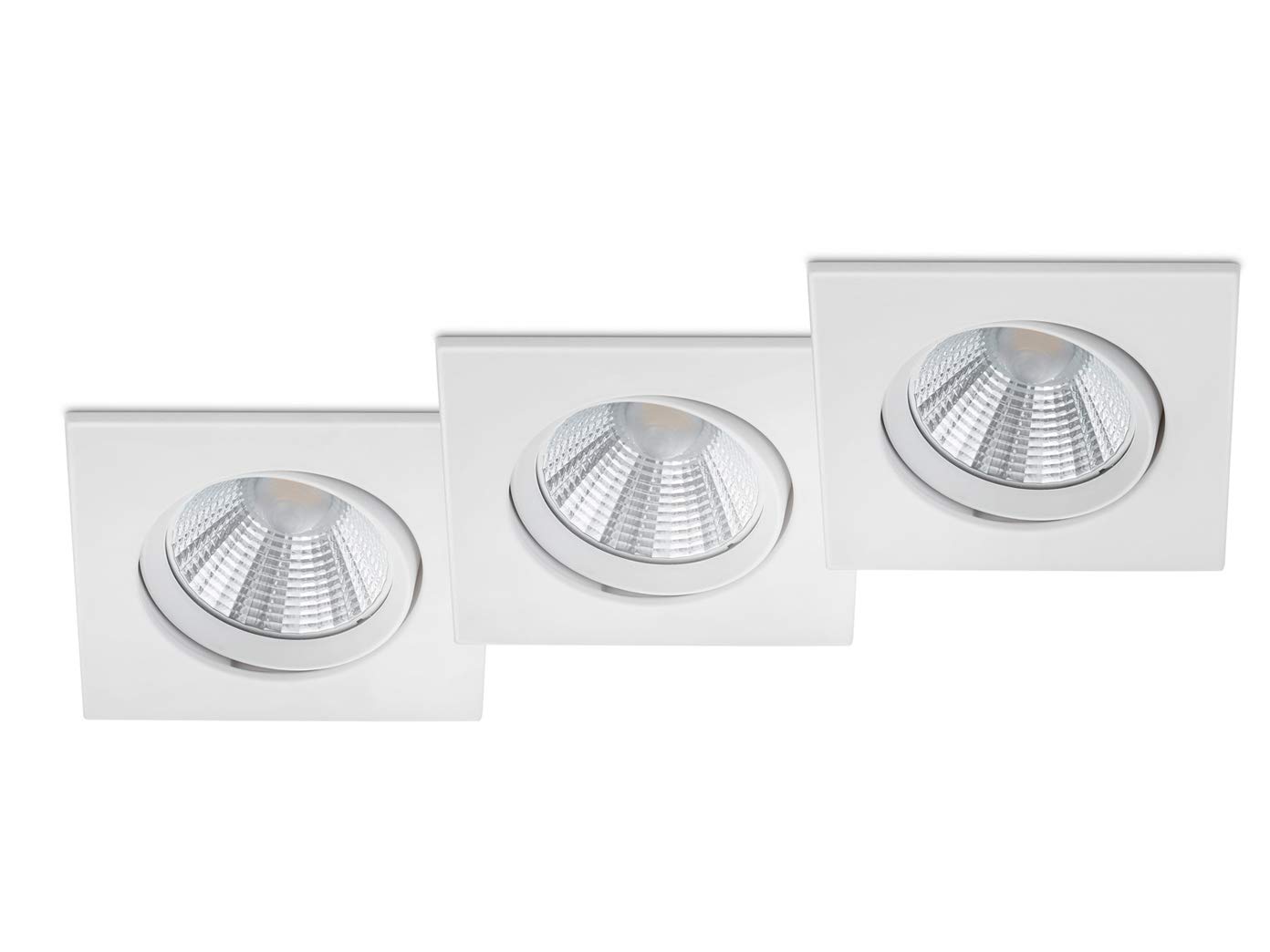 Trio Leuchten Pamir 650410331 - Set di 3 faretti LED da incasso, in metallo bianco opaco, con 3 LED da 5,5 Watt