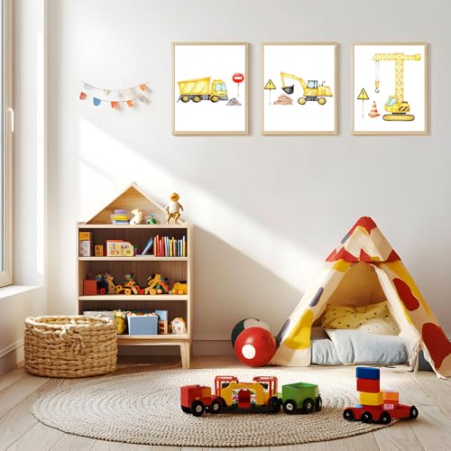 Bofanze 10 Stück Bagger Bild Kinderzimmer,20 * 25cm,Poster Junge Fahrzeug Poster kinderzimmers Deko Bilder Bagger Bilder posters kinderzimmer für Schlafzimmer, Arbeitszimmer und Wohnzimmer