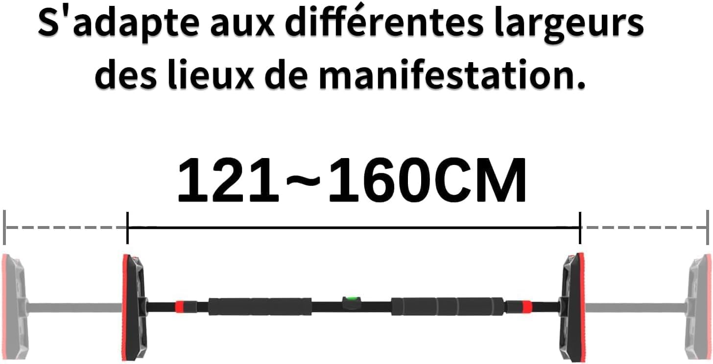 Barre de traction pour cadre de porte sans vis, réglable de 70 à 160 cm, avec outil de nivellement, charge jusqu'à 200 kg, barre de porte professionnelle pour l'entraînement à la maison