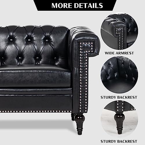 Sillón Chesterfield Plegable Negro miniatura 5