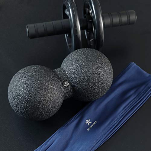 BODYMATE Großer Faszien-DUO-Ball Schwarz, Selbstmassage-Ball für Faszientraining, Durchmesser 12cm Länge 24cm 6