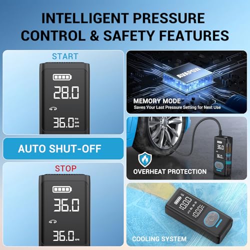 image for AVAPOW AP18 Tire Inflator Portable Air Compressor, 300% Faster 150 PSI