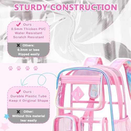 Image of PIG PIG GIRL Clear Backpack for School,Heavy Duty PVC Transparent Bookbag for Girls Stadium Approved See Through Backpack