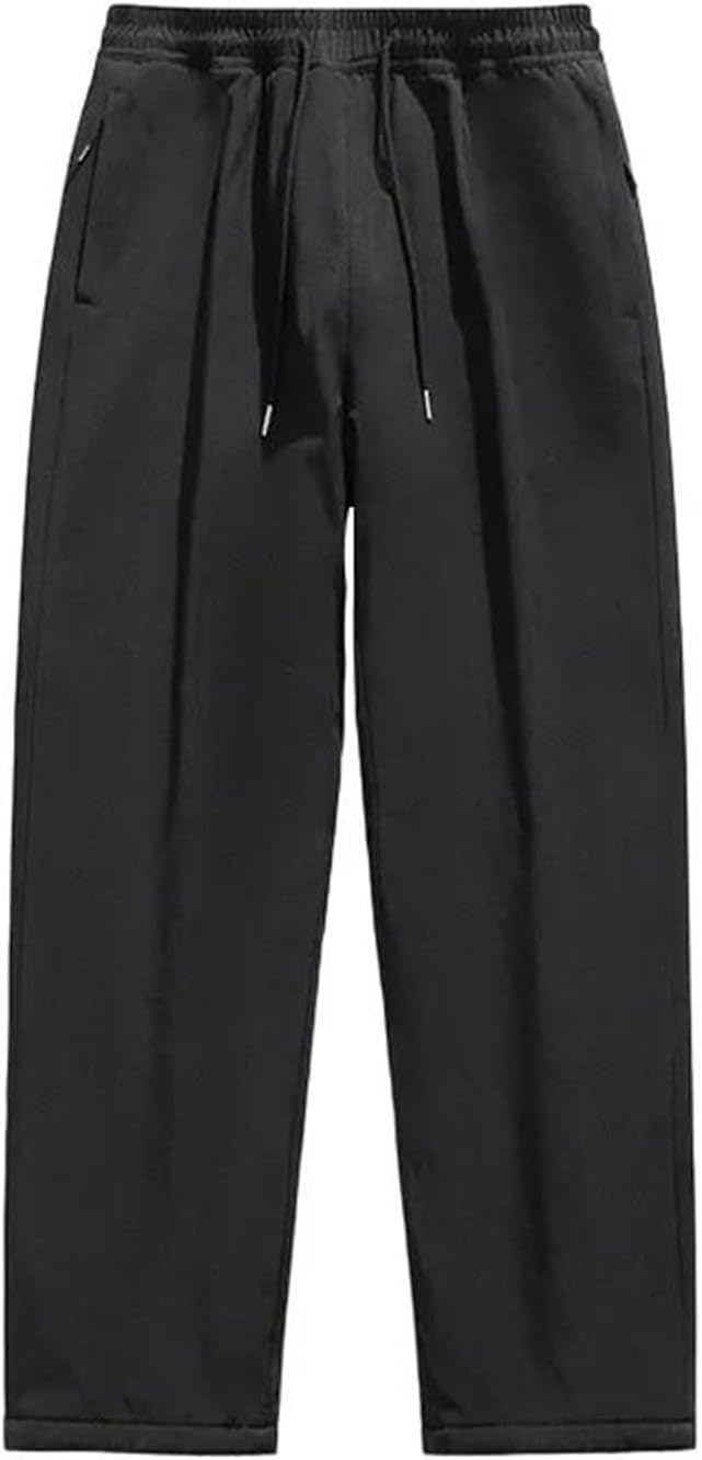 Men's Thermal Winter Snow Pants with Knee Protection Waterproof Windproof Thick Fitted Outdoor Warm Trousers