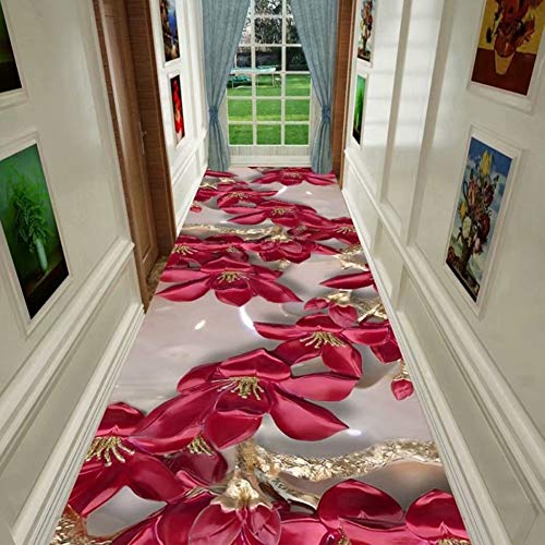 Alfombra del pasillo 3d mármol rojo transitable y personalizable 3