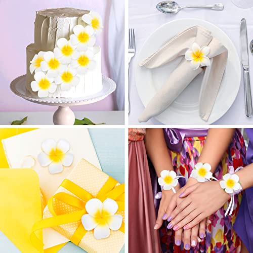 Sallyfashion 50Pcs 2.7 Inch Foam Artificial Plumeria Rubra Flower Heads Hawaiian Frangipani Hair Hat Wreath Diy Crafts Wedding Decoration #TOP3