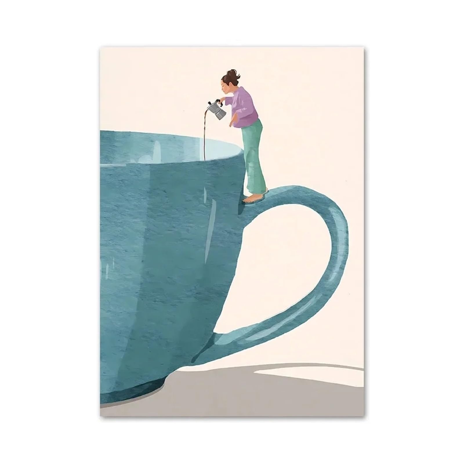 Tableau minimaliste 50x70cm toile d'art mural de la vie quotidienne fille lisant un livre