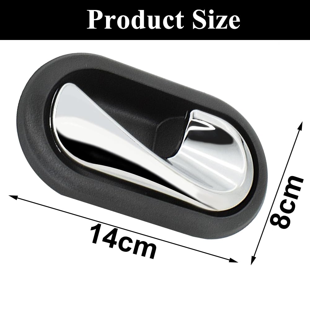 Poignée De Porte Intérieure Voiture - Compatible Dacia Logan, Duster, Sandero, Dokker, Lodgy - Noir (Réf. OEM 8200733847/3848)