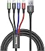 Multi USB Cable,Baseus USB to Lightning/Micro/USB C 3 in 1 Braided Charging Cable for iPhone X/8 plus/7 plus/iPad/Macbook/Galaxy S8 plus Note 8/Lg V20 (Red)