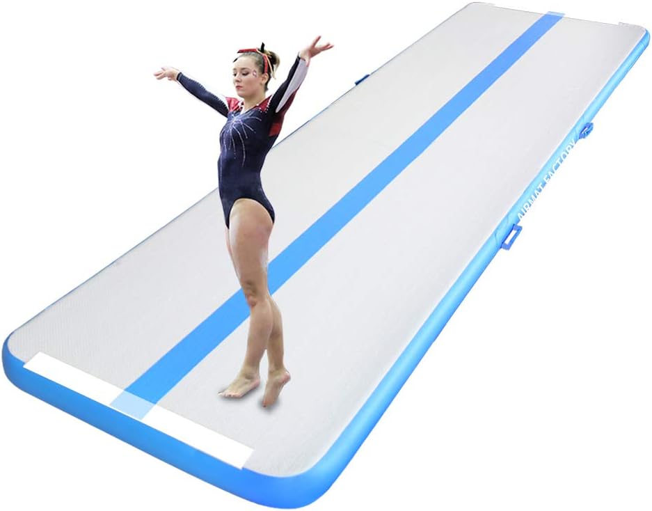 Inflatable Mat Air Gymnastics Tumbling Mats for Fitness, Schools, Home, Yoga Gym, Cheerleading Blue