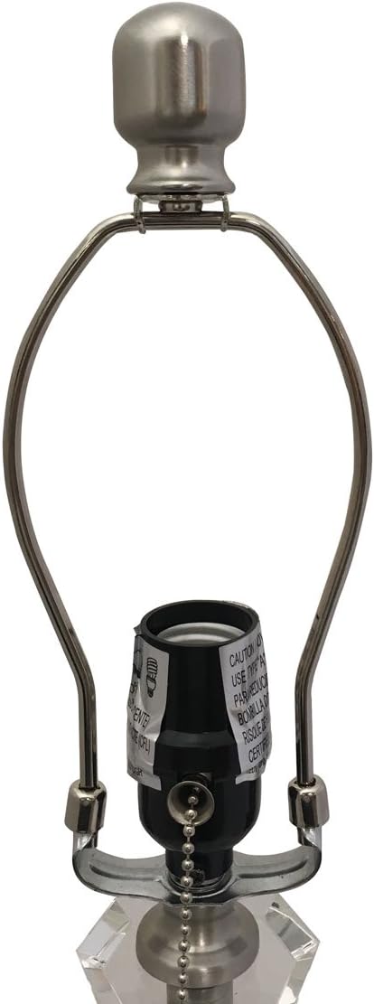 Royal Designs, Inc. 28" Crystal and Brushed Nickel Plating KD Pull Chain Lamp Base with Harp and Finial