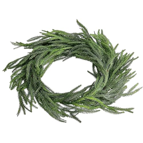 Guirnalda de repisa de Navidad – Corona de pino artificial de 1,8 m | Decoración de vid de ciprés de imitación | Guirnalda de mantel de mesa de vacaciones | Decoración navideña para interiores y