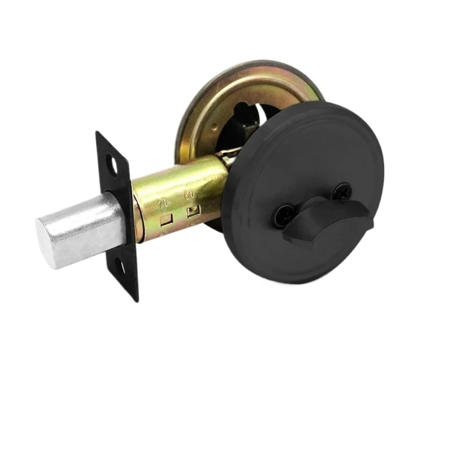 BSAXITHZB 1 Set of Stainless Steel Invisible Door Lock Single-Sided Round Indoor Wooden with Key(Black)