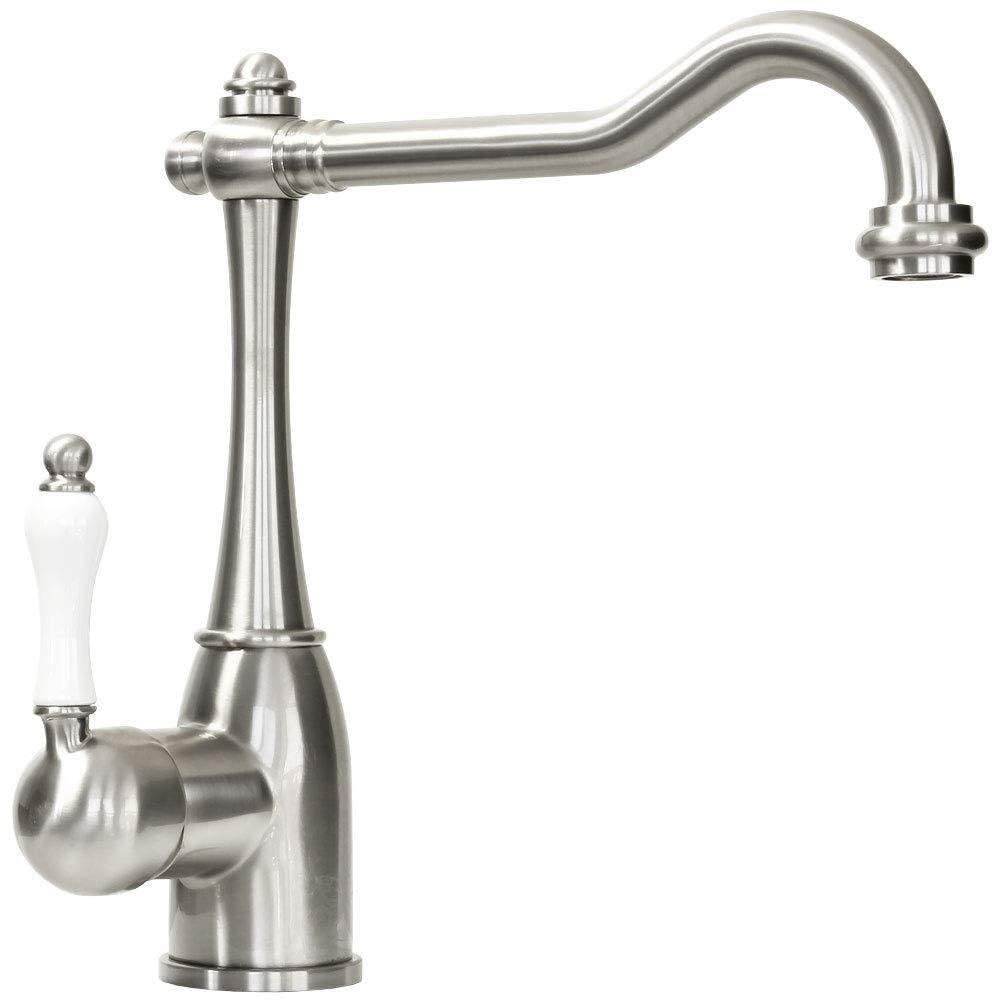 Faucet Kitchen Double Handle Hot and Cold Full Copper Vegetable Sink Dishwashing Basin Swivel Brushed