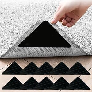 FEXPDL 10 Pcs Rug Gripper Rug Grippers for Laminate Floor,Non Slip Washable Rug Tape Grip Carpet Corner, Make Corner Flat and Easily Peel Off,Multi-Purpose
