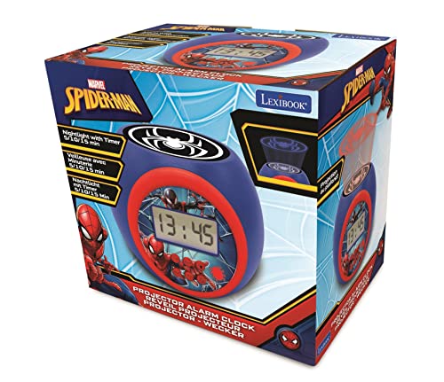 Projector Alarm Clock Spiderman Marvel With Snooze Function And Alarm Function, Night Light With Timer, Lcd Screen, Battery Operated, Blue/Red, Rl977Sp #TOP5