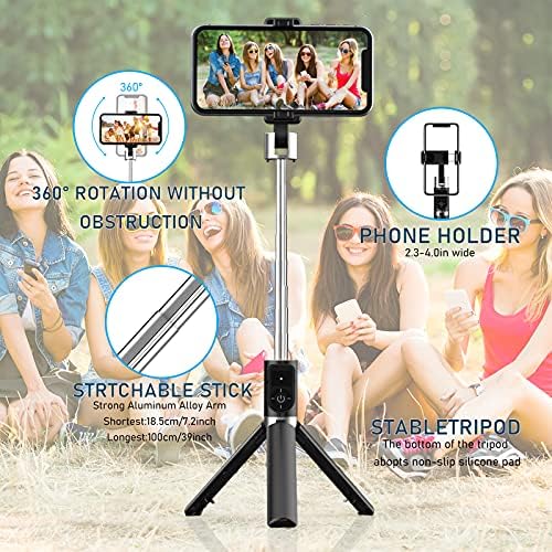 Selfie Stick Tripod with Detachable Wireless Remote, HIGAHY 3 in 1 Extendable Portable Bluetooth Selfie Stick & Phone Tripod Stand Compatible with Gopro, iPhone/Samsung/Huawei, etc.