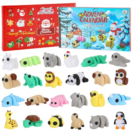 Advent Calendar 2025 Mini 3D Printed Animals Set, 24 Days