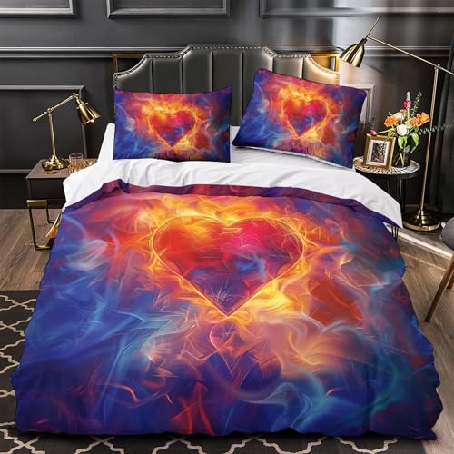 Housse de couette microfibre douce avec fermeture éclair solide Flame Amour