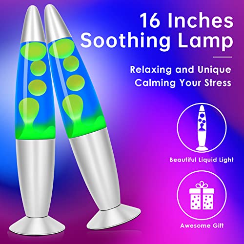 Mdismart Lava Lamp 16Inches For Kids And Adults- Big Motion Volcano Lamp With Blue Liquid Green Wax, Gifts For Boys Girls, Relaxing Calming Night Mood Light For Sleeping And Home Decoration #TOP1