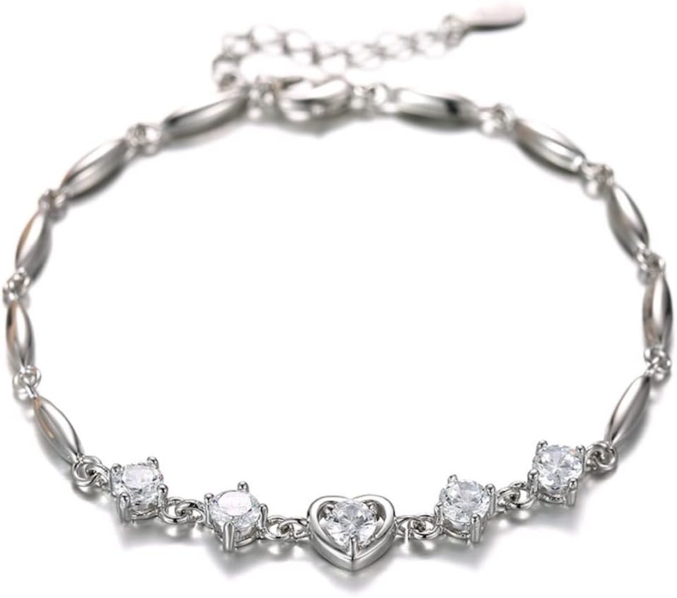 Rose Gold And Silver Plated Heart Shape Bracelet For Women (white,Purple)