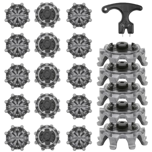 ShunSuine - 20 Pcs Golf Shoe Spikes Set Replacement Cleats with Wrench Universal Fit TPU & Metal Golf Shoe Studs Anti-Slip Traction & Comfort Tooth Spikes Accessories for Men Women Golfers All-Weather Grip