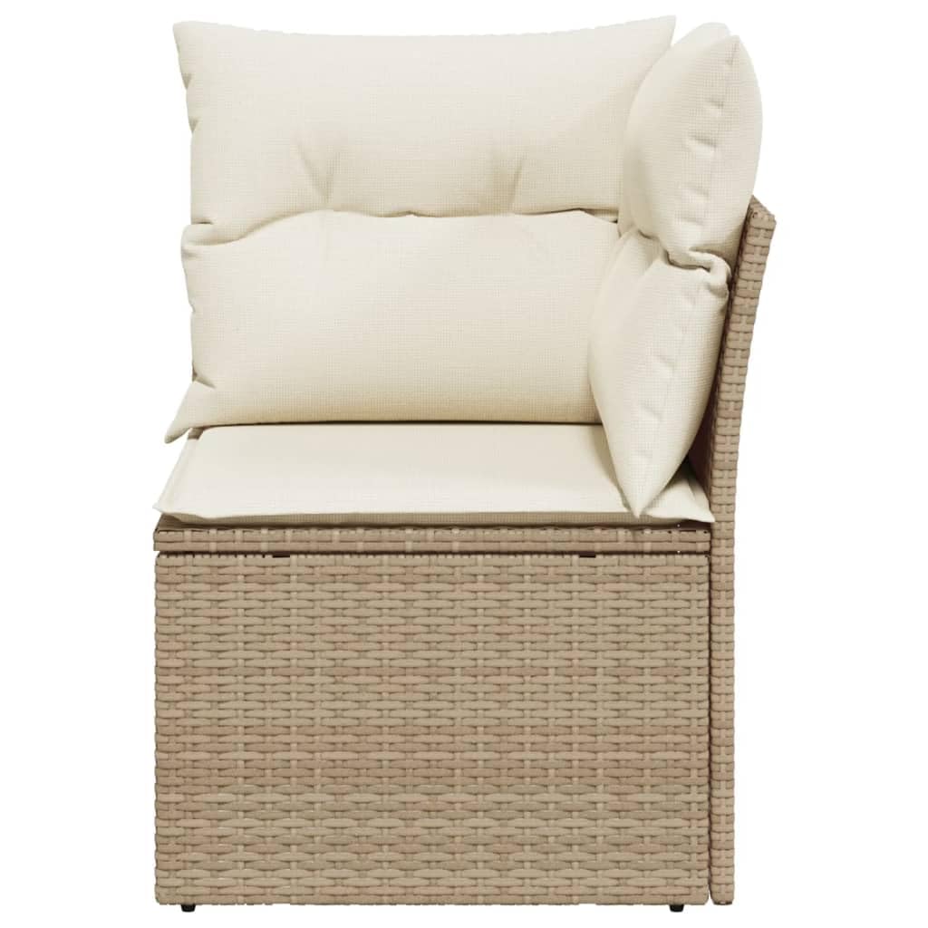 Gecheer Divano Angolare da Giardino con Cuscini Beige in Polyrattan,Divani,da Giardino,per Esterno,Salottini,Salotto da Giardino,da Esterno,Divano Modulare,Set da Giardino,366074