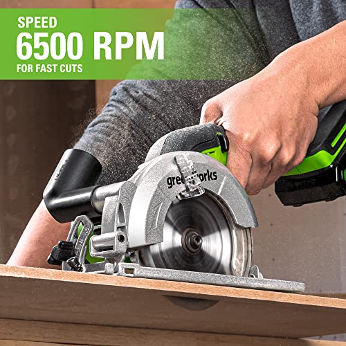 Greenworks 24V Brushless 4-1/2" Compact Circular Saw (6,500 Rpm), 2.0Ah Battery And Compact Charger Included #TOP3