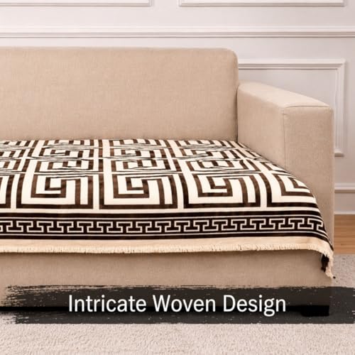 Image of STITCHNEST Premium Woven Sofa Cover 1 Seater | Modern Geometric Sofa Protector | Soft Fabric Sofa Sheet | Durable Living Room Furniture Cover