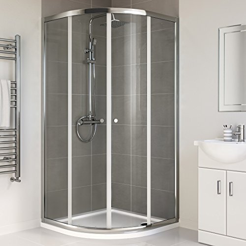 iBathUK 900 x 900 mm Designer Quadrant Sliding Door Glass Corner Shower Enclosure
