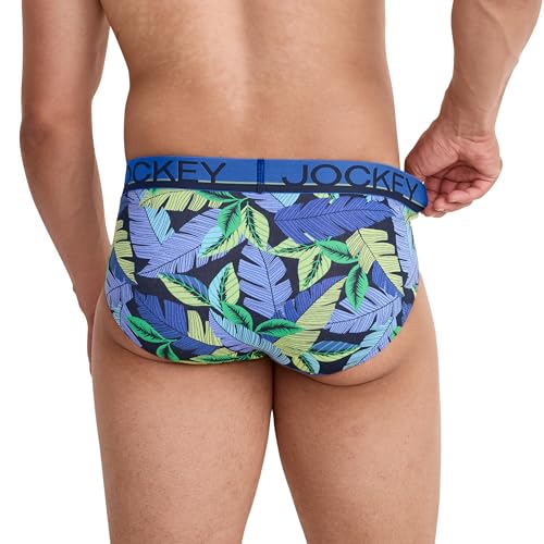 Jockey Men's Underwear True Style Brief - 3 Pack, Fanning Flora/True Blue/Frolic Stripe, L3