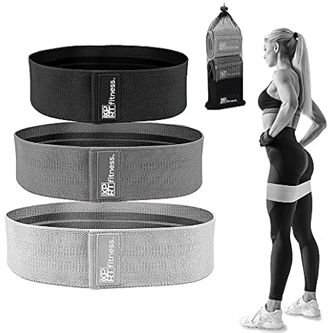 XPRT Fitness Resistance Bands Set of 3 for Booty Butt Hip Anti Slip Bands Set (Black/Gray/Light Gray) Cover