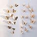 NATEE 24pcs Pegatinas Decorativas de Pared, Decoración de Mariposa de Pared, Pegatinas 3D de Pared, Decoración de Pared Creativa Sujeción Perfecta Súper Vivo 12 10 8CM Dorada Todo Tipo de Pared