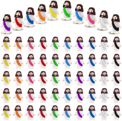 50 Pcs Mini Jesus Figures Toys Religious Tiny Jesus Figurine Rubber Jesus Doll to Hide and Seek Church Favors Gift for Sunday School Baptism Activities