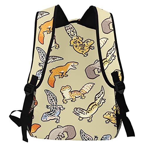 Cartoon Cute Leopard Gecko Pattern Casual School Backpack Bag, Laptop Hiking Travel Shoulder Daypack College Bookbag for Men Woman Girls Boys Teens, Black, One Size4