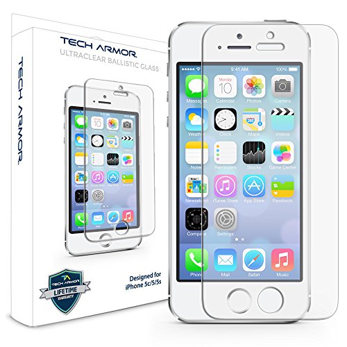 Tech Armor Ballistic Tempered Glass Screen Protector Designed for Apple iPhone 5C, 5S, 5 and SE (2016) 2 Pack