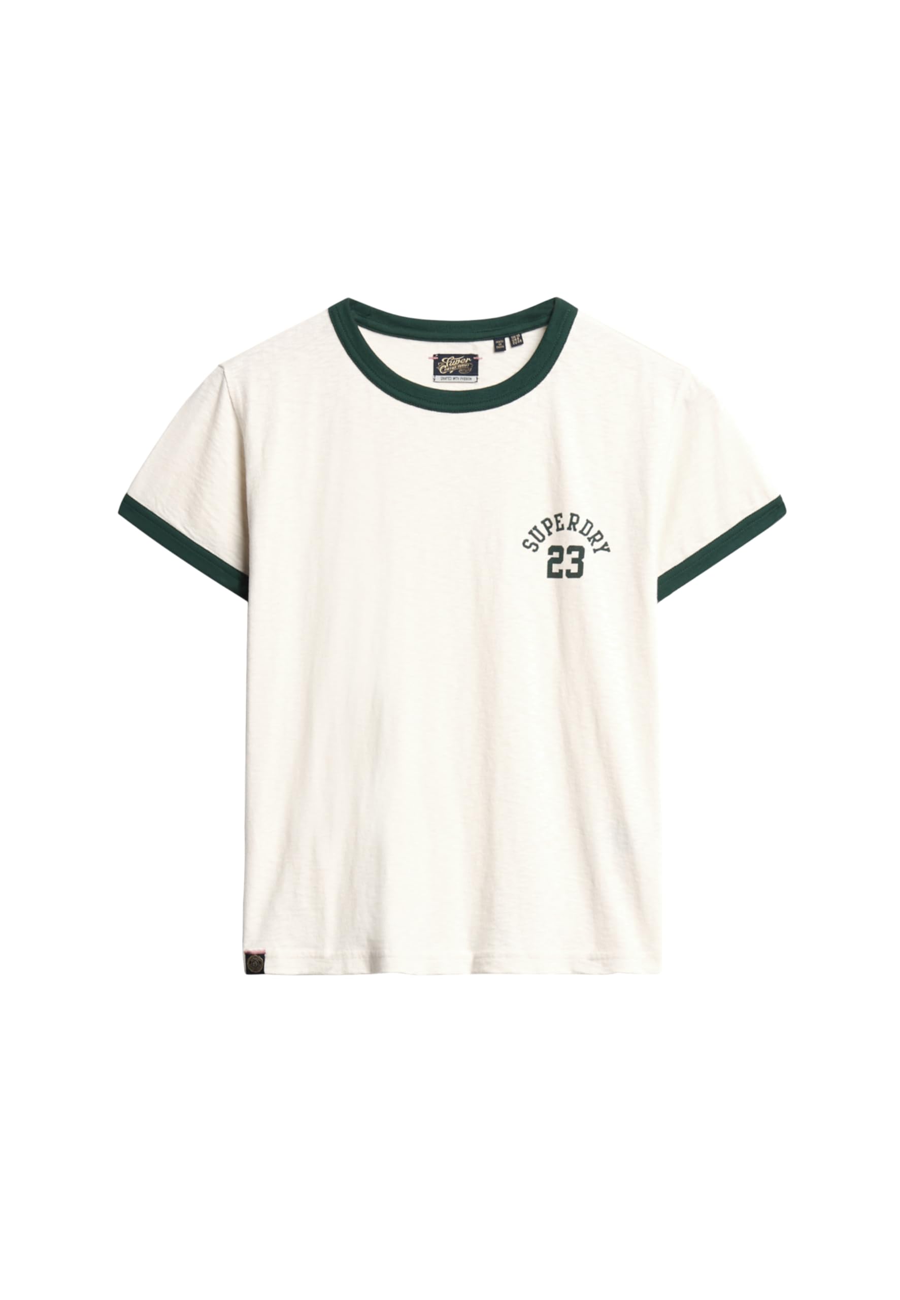 Superdry Women's Beige Fitted T-Shirt Athletic Essentials Ringer