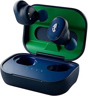 Skullcandy Grind In-Ear Wireless Earbuds, 40 Hr Battery, Skull-iQ, Alexa Enabled, Microphone, Works with iPhone Android and Bluetooth Devices - Dark Blue/Green