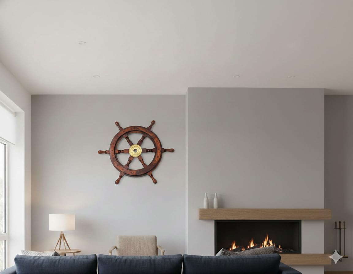 Nautisches Schiffsrad aus Holz, 61 cm, Wanddekoration, Vintage-Geschenk